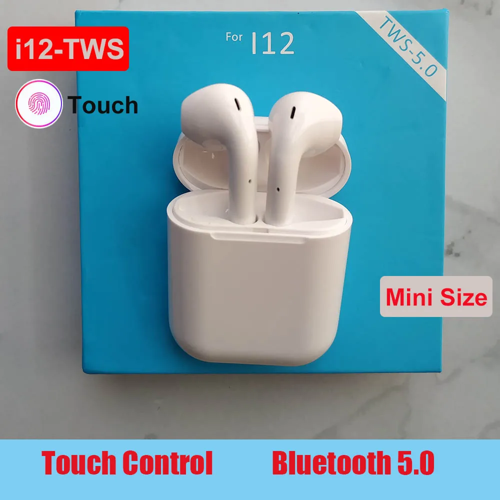 

Wireless Bluetooth Touch Earphone i12 TWS Inear Stereo Earbud Headset With Charging Box Mic For phone pk i10 i14 tws i13 tws