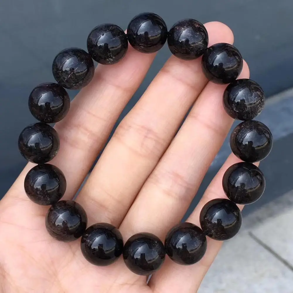 

12.5mml Natural Strong Black Hair Rutilated Bracelet Jewelry For Women Men Party Gift Round Beads Crsytal Fashion Bracelet AAAAA