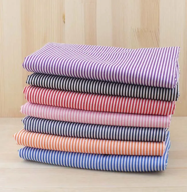 

7 Assorted Color Pre-Cut " Stripe Print "Charm Cotton Quilt Fabric Fat Quarter Tissue Bundle Best Match Sewing Textile 50x50cm