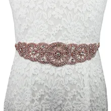 Элегантная Белая лента блестящее розовое золото горный хрусталь свадебный пояс невесты пояс Вечернее Платье Пояс Ремни