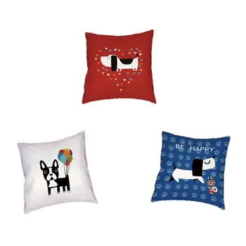 

Wholesaler Cartoon French Bulldog White Cushion Cover Watercolour Dog Houseware Home Decorative Polyester Peach Skin Pillow Case