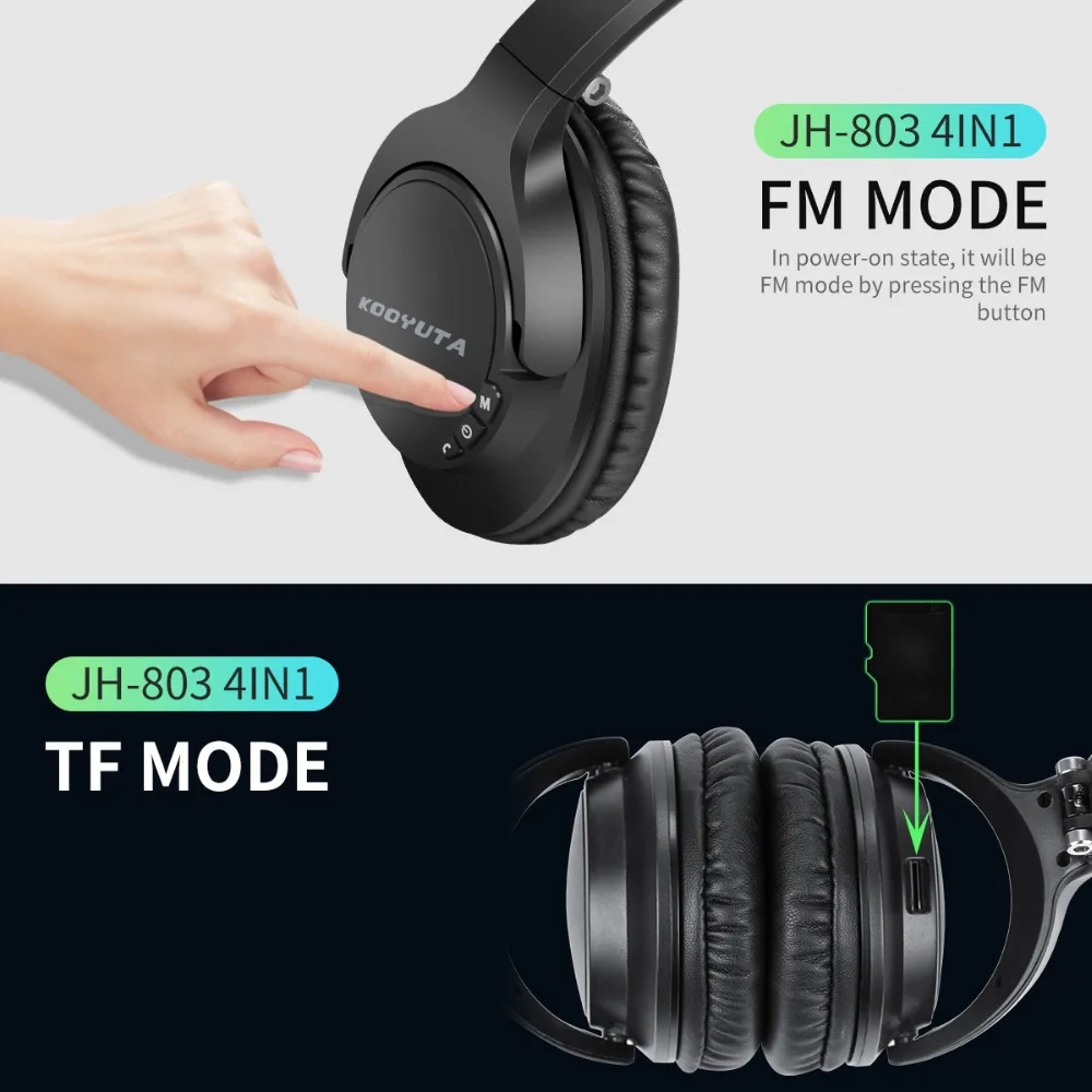 Bluetooth наушники KOOYUTA 803 складные беспроводные портативные с микрофоном поддержка TF