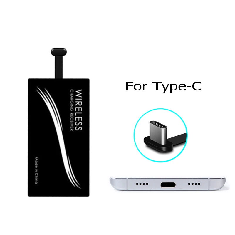 Портативное Мобильное Беспроводное зарядное устройство приемник для iPhone 5 6 7 Plus samsung 5V 1A Универсальный Micro type-C смартфон Qi Быстрая зарядка - Тип штекера: For Type C