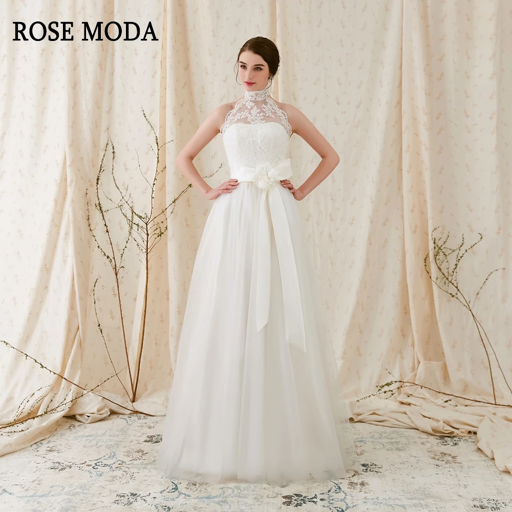 Rose Moda Simple  Tulle Wedding  Dress  2019  Backless Wedding  