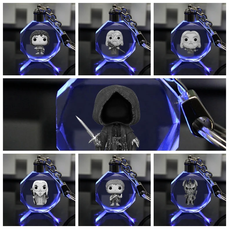 

The Lord of the Rings Anime LED Key Chains LOGO Figure Keyring Crystal Toy Keychain Light Keyholder Unisex XMAS Gift NEW