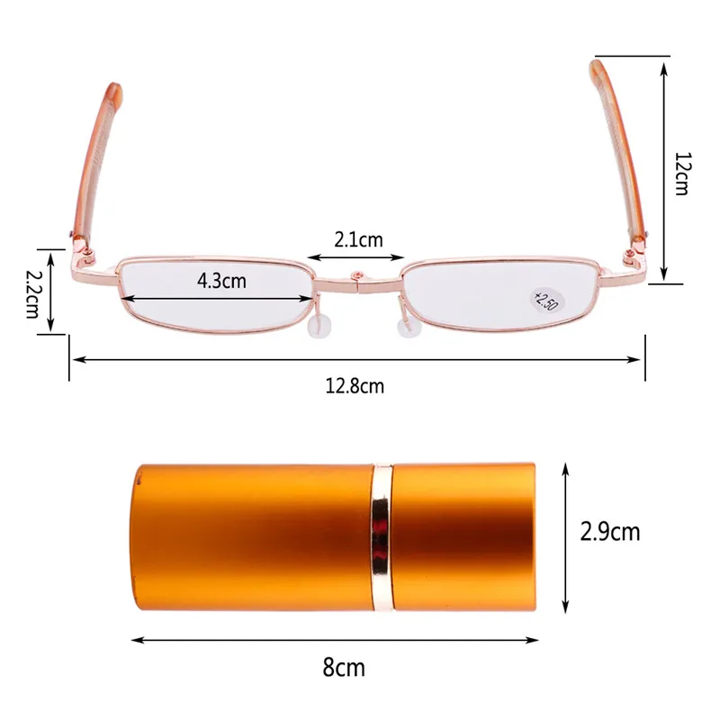 Портативный карманный складной унисекс для женщин и мужчин, Золотая рамка, очки для чтения с зажимом, алюминиевый чехол для чтения+ 1,0~+ 4,0 прочность