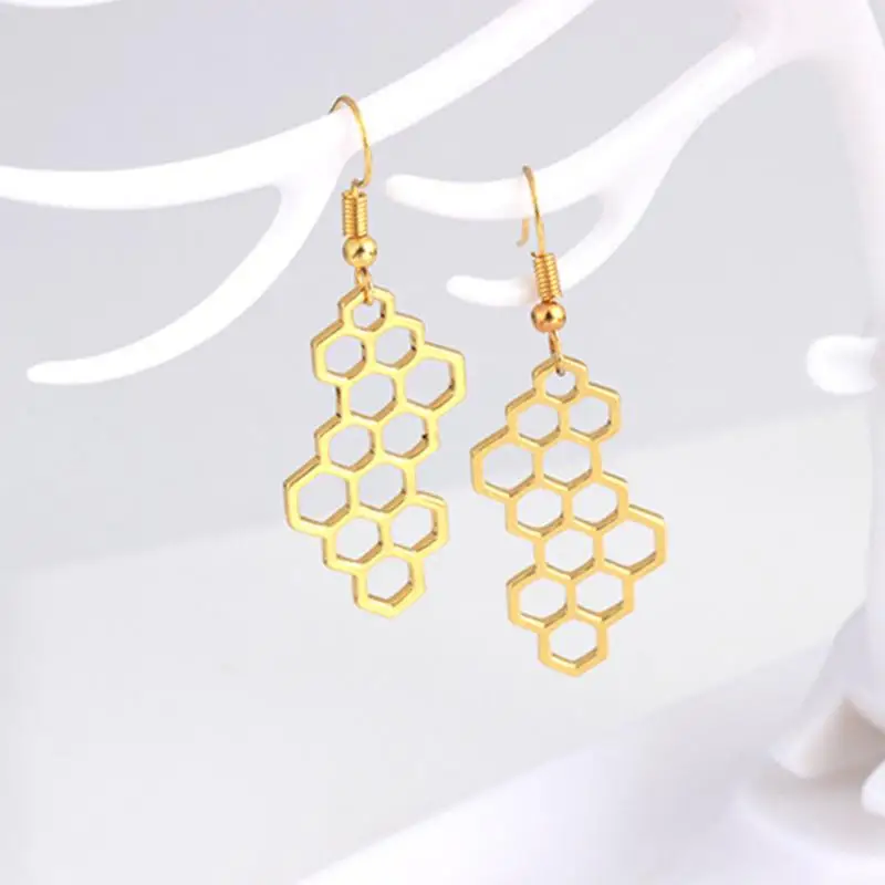 

Fashion Women Honeycomb Dangle Hook Geometric Drop Earrings Casual Jewelry