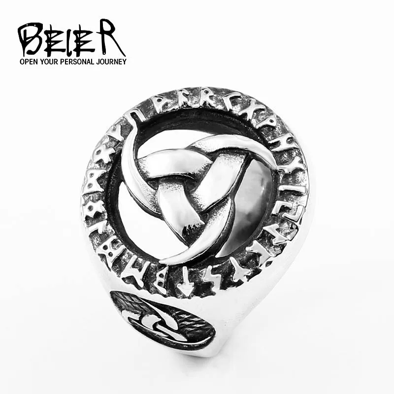 

BEIER stainless steel character geometry thor's hammer mjolnir Viking ring for man`s gift Punk rock Jewelry boy`s gift BR8-616