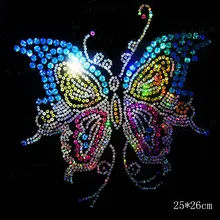 Sequins Laser holographic Butterfly Hot Fix Rhinestones Motif Design Iron On Transfer Motifs Stone