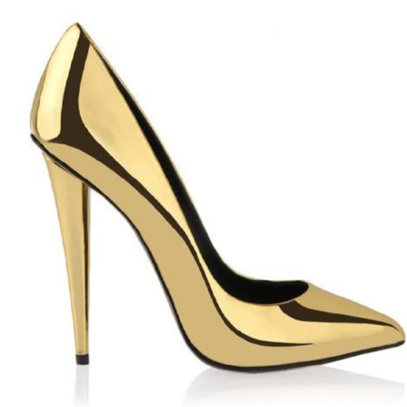 

2017 spring and summer new fashion sexy gold patent leather tip ultra-fine with slender legs and legs ladies shoes