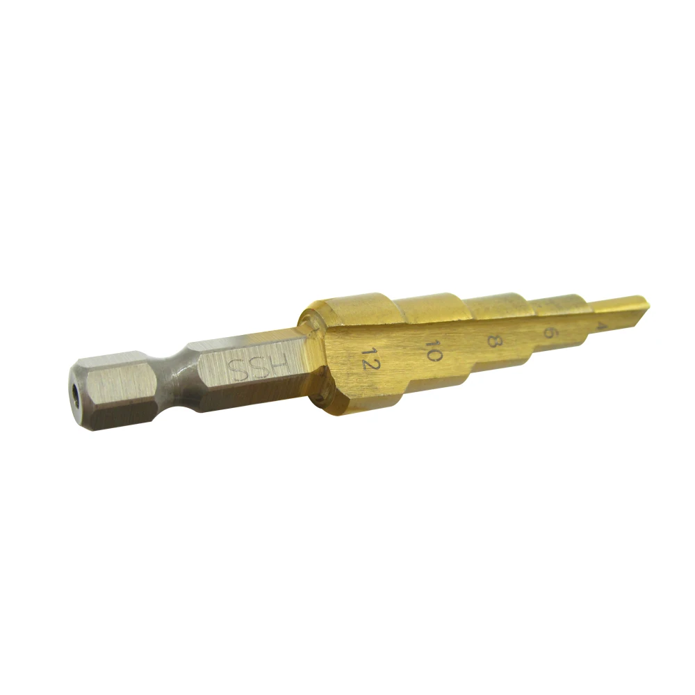 3PCS 4-32 mm HSS Titanium Coated Step Drill Bit Drilling Power Tools for Metal High Speed Steel Wood Hole Cutter Step Cone Drill