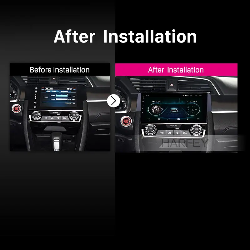 Top Harfey car Radio for Honda Civic 2016 9" Android 8.1 HD Touchscreen GPS Navi support Carplay DVR OBD Rearview camera bluetooth 5