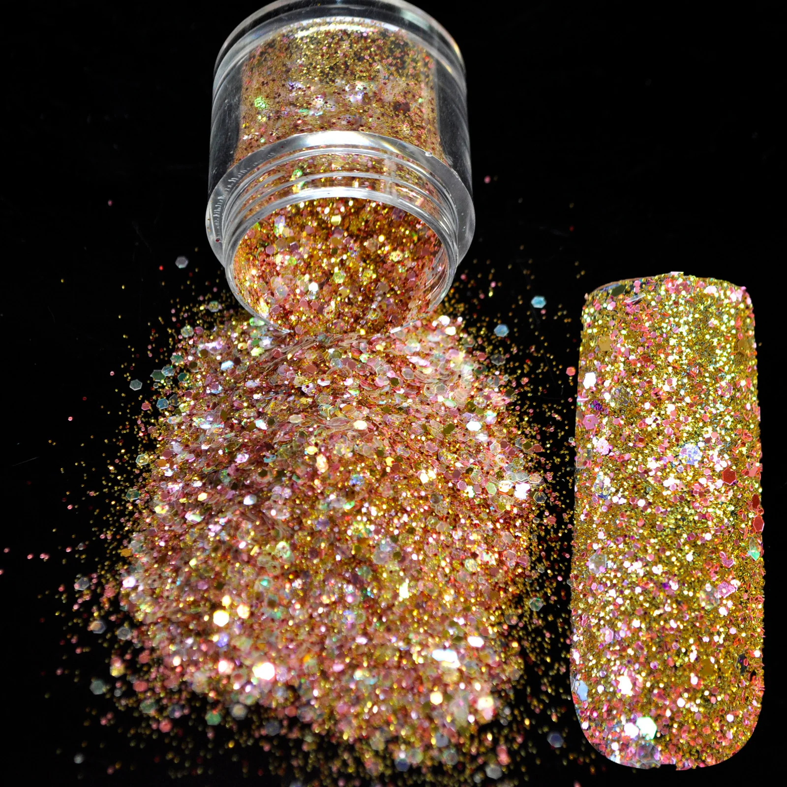 Buy Glittering Nail Art Glitter Powder Mixed Gold Red