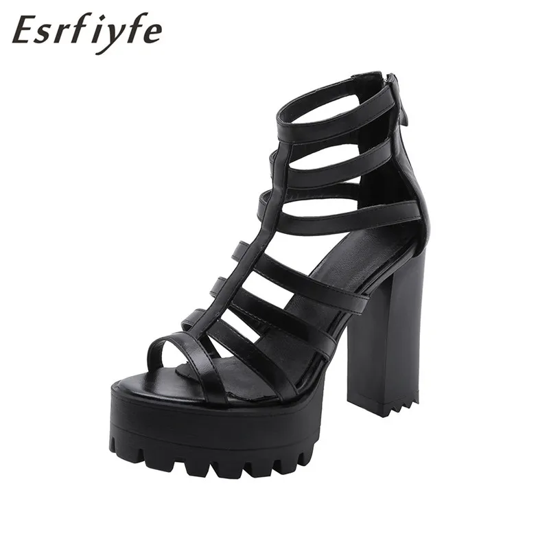 

ESRFIYFE 2019 New Women High Heel Sandals Summer Platform Sandals Peep Toe Casual Shoes Woman Thick Heels Sandalias Size 32-42