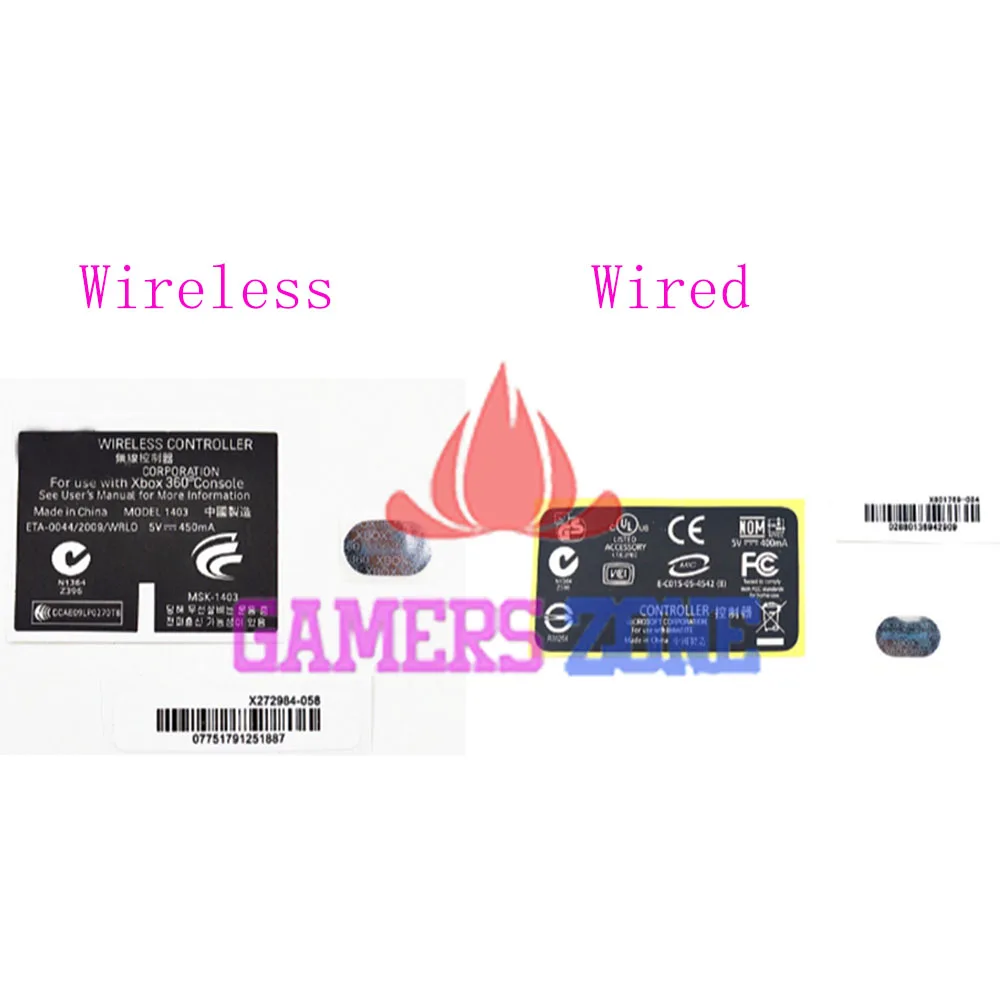 For Microsoft Xbox 360 Wireless & Wired Controller Back Label & Serial