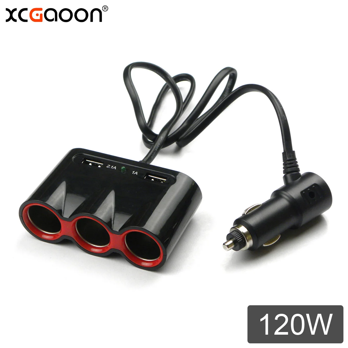 Автомобильный прикуриватель XCGaoon 120 Вт 3 разъема 2 usb-порта 5 В А автомобильное