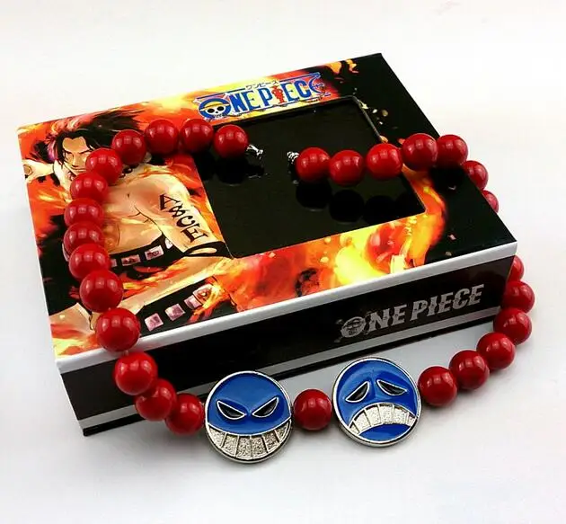 One Piece Monkey D Luffy brother Portgas D Ace Red Beads COS OP