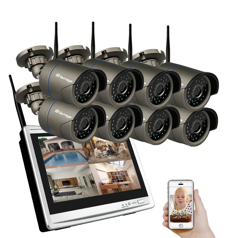 

Techage Eseecloud P2P 8CH 960P Wifi Wireless 12" LCD Monitor NVR System 1.3MP IR Night CCTV Camera Set Home Security Kit 2TB HDD