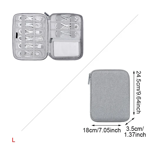 Дорожный кабель, сумка, зарядное устройство, провод, электронный органайзер, цифровые наушники, гаджет, сумка, косметический набор, чехол, аксессуары для гардероба - Цвет: Gray D L Size