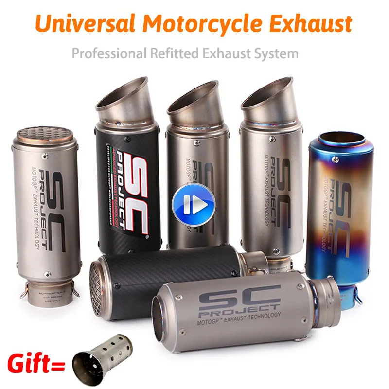 

Inlet 51mm 60mm Motorcycle Exhaust Pipe Muffler Stainless Steel SC GP Racing Project Exhaust Mufflers Carbon Fiber Exhaust Pipe