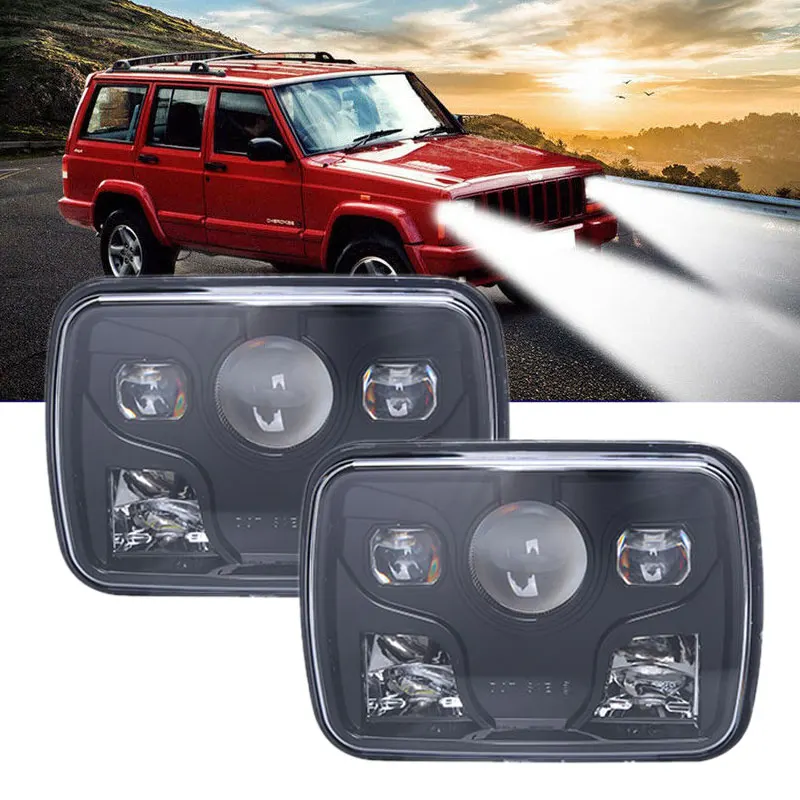 1 шт. или 2 для Jeep H4 80 Вт Светодиодный фонарь 5x7 &quotквадратный DRL Blubs Высокий/Низкий