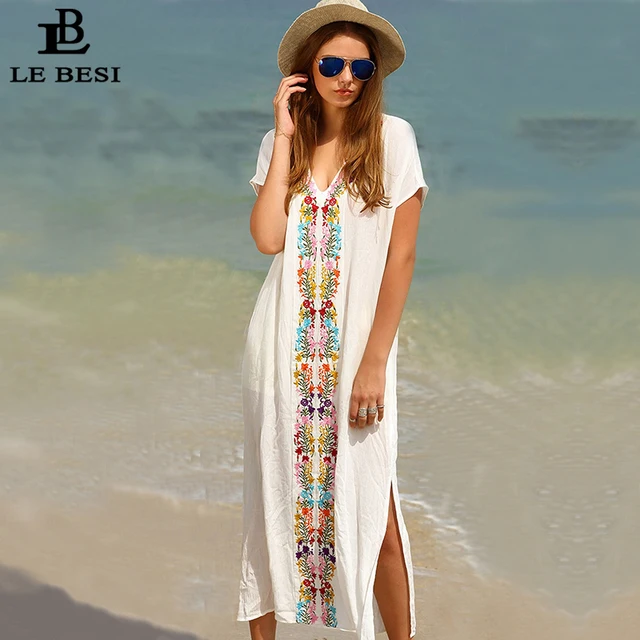 Special Offers LEBESI 2018 New Arrival Embroidery Women's Beach Cover-Ups Plus Size White Color Long Dress Swimwear Cover Up Special Offers LEBESI 2018 New Arrival Embroidery Women's Beach Cover-Ups Plus Size White Color Long Dress Swimwear Cover Up