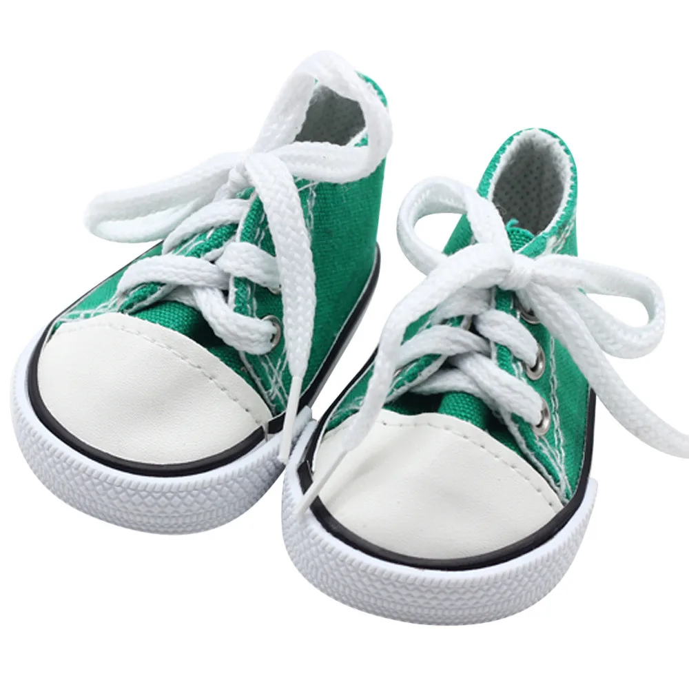 Горячая распродажа 18 дюймовые кукольные туфли парусиновые кроссовки на шнуровке для 18 дюймовых американских кукол нашего поколения аксессуары - Цвет: Army Green