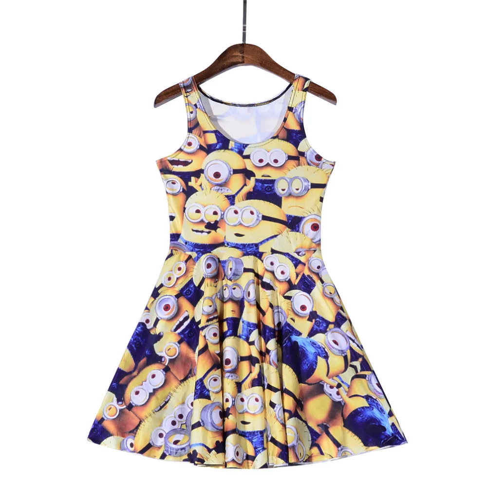 Fashion font b Women b font font b Dress b font Cartoon Robots Digital Printed font