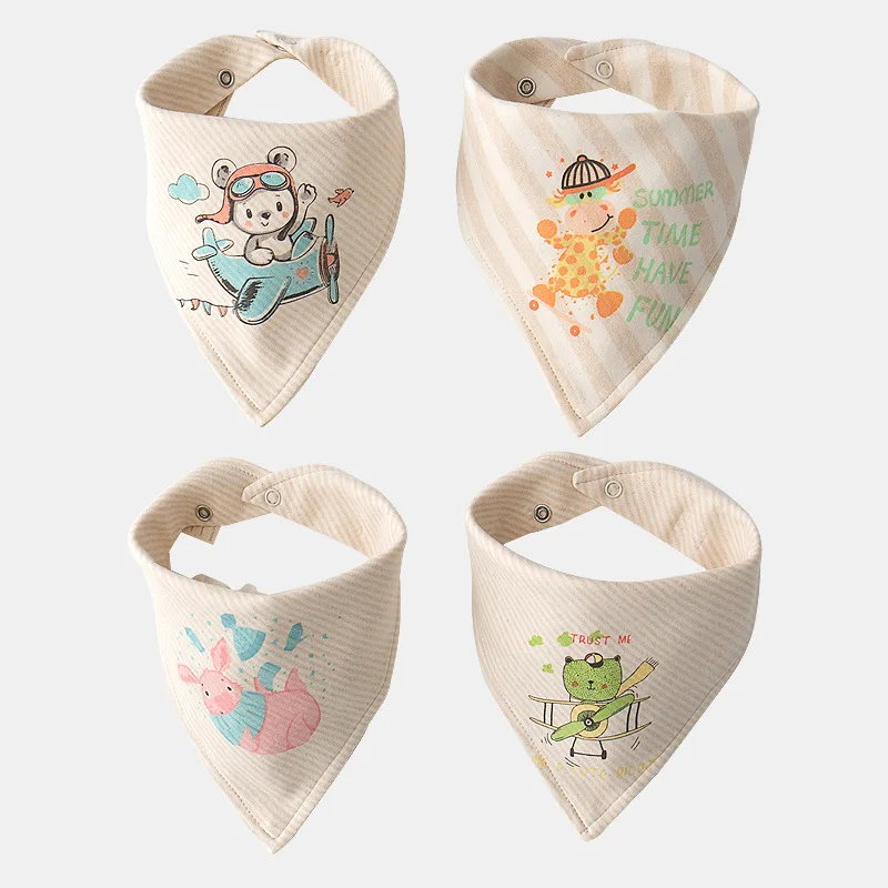 2019 New Baby Bibs Cute Hippo Print Bib 4pcs Burp Cloths Baby Accessories Stuff Slabbetjes Babador Bandana Baby Feeding Combed