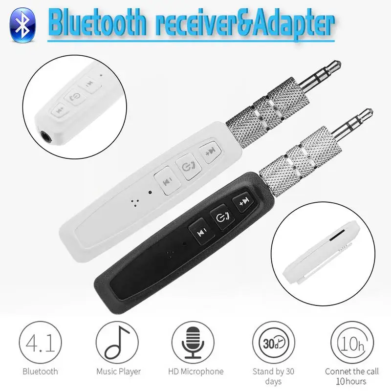 

Bluetooth Receiver 3.5mm Jack Car AUX Audio Collar Clip Mini Wireless Adapter Hands-free Car Kits Support TF Card