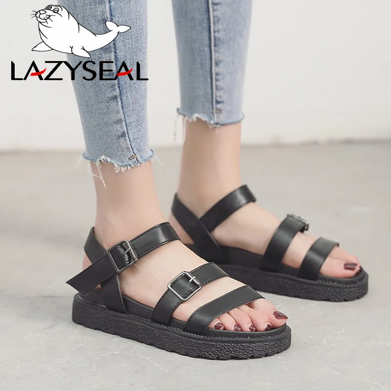 

LazySeal Buckle Strap Platform Sandals Women Shoes New Summer Beach Ladies Shoes Fashion Wedge Non-slip Sports Sandals For Woman