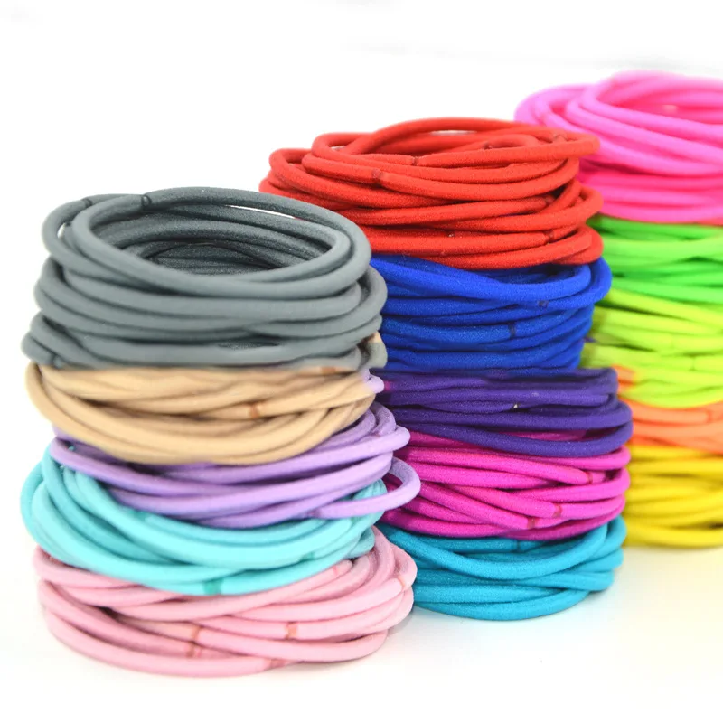 

50Pcs/Lot Thin Elastic Hairbands for Girls Fashion Women Scrunchie Gum for Hair Accessories Candy Color Elastic Hair Bands