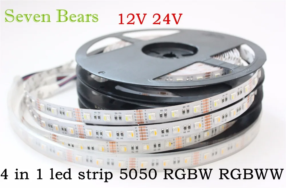 Светодиодная ленсветильник RGBW RGBWW 5050 5 м 12 В 24 постоянного тока 4 в 1 светодиодный