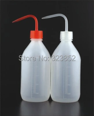 

500ml Safety Wash Bottles, Natural Cap or Red Cap, 23x190x71mm 52g Laboratory Tool, Narrow Mouth Pack 6