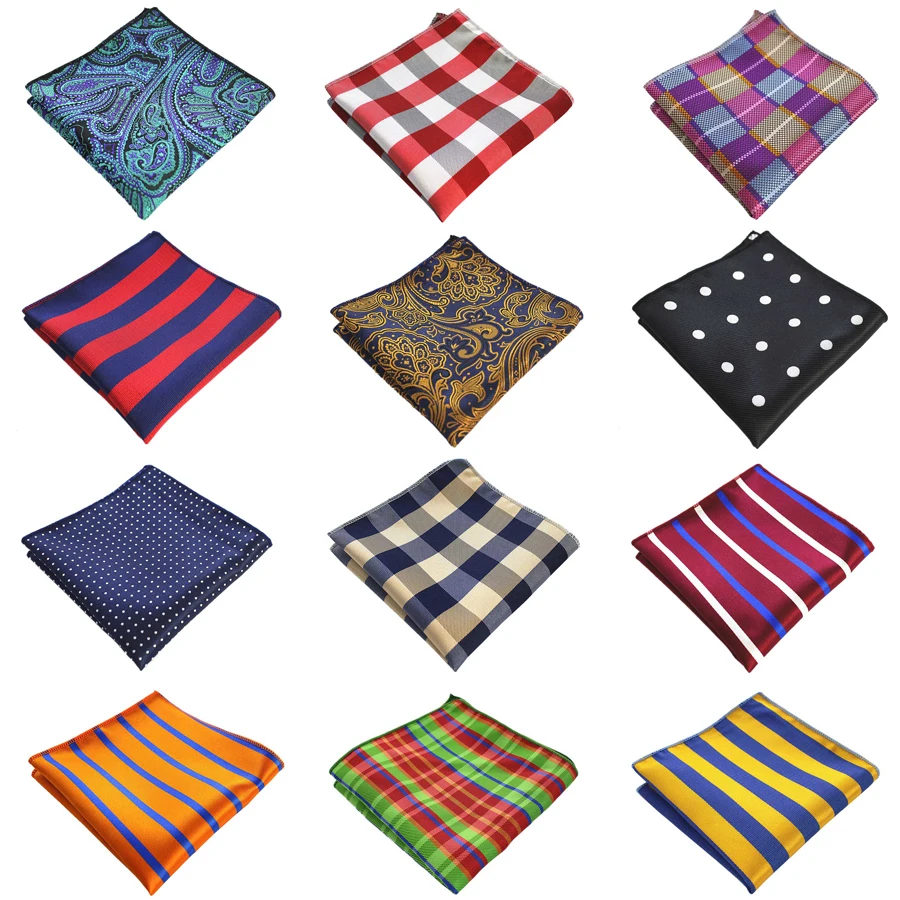 

Fashion Men's Handkerchief Striped Plaids Polka Dot Hankies Polyester Hanky Business Pocket Square Chest Towel For Wedding Party