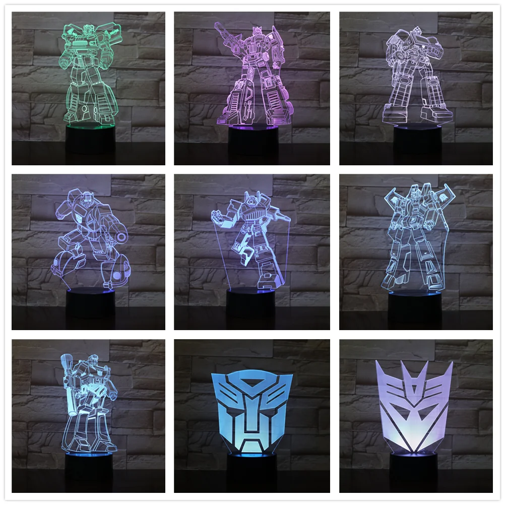 Cena Transformatory i samochód 7 kolor Led noc u nas państwo lampy dla dzieci stół dotykowy Usb lampora Lampe dziecko śpiące Nightlight Drop Ship kingchip