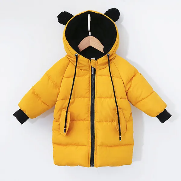 Baby Winter Boys and Girls Clothes Long Little Boy Clothes 2 Cotton Coats Thick Coats 3 Children Feather Clothes 4 years old - Цвет: yellow