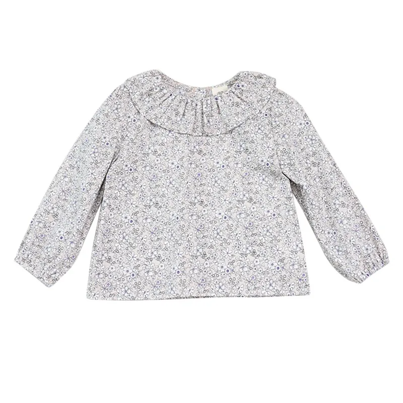 Mädchen Bluse Baby Mädchen Solide Tops Blume Kragen Puff Sleeve Bluse Baby Mädchen Kleidung Neue
