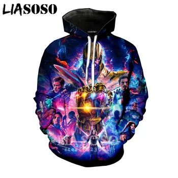 

LIASOSO 2019 Winter New Men Women Sweatshirt 3D Print Latest Movie Avengers Endgame Hoodie Long Sleeve Casual Pullover B008-05