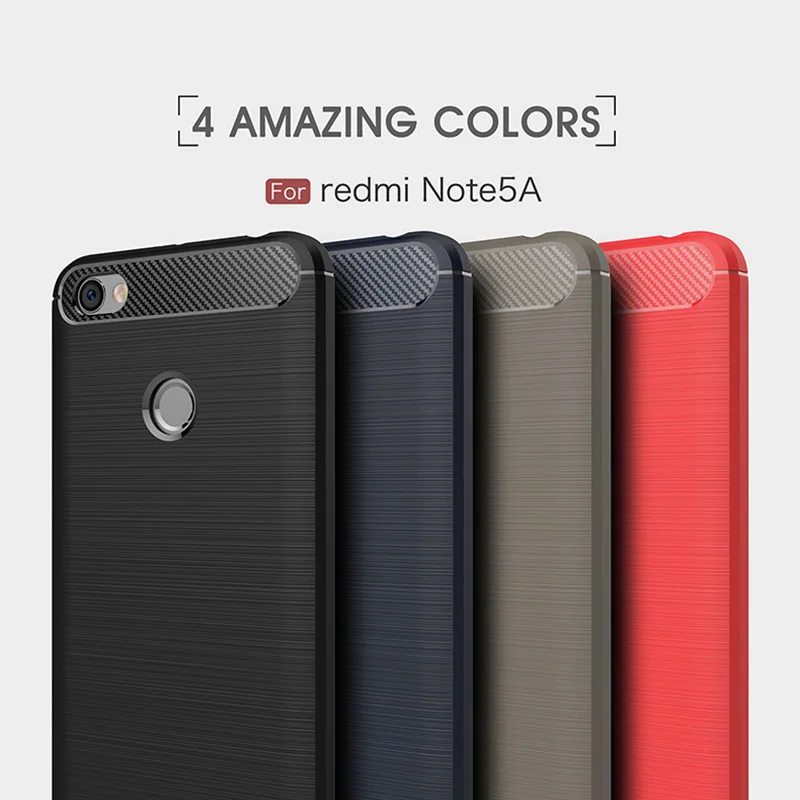 

1Pcs Luxury Mobile Phone Cases for XIAOMI Redmi Note5A Silicone Drop Protection Gel carbon fiber Soft Shell
