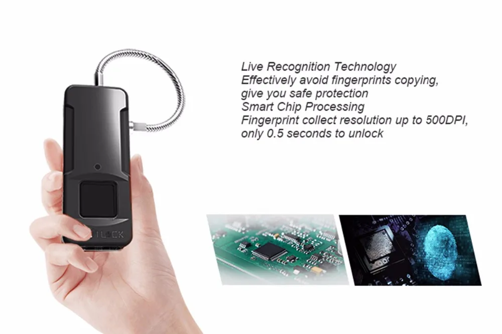 

fast processing CPU Mini smart portable intelligent Fingerprint Lock padlock Anti Theft outdoor mobile bag lock padlock bag