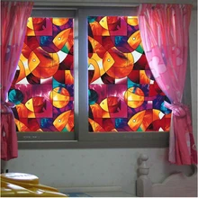 Цветная пленка на окно с изображением рыбки из мультфильма, матовая пленка на стекло, клейкая рельефная наклейка на окно для декора ванной комнаты, туалета, 200 см