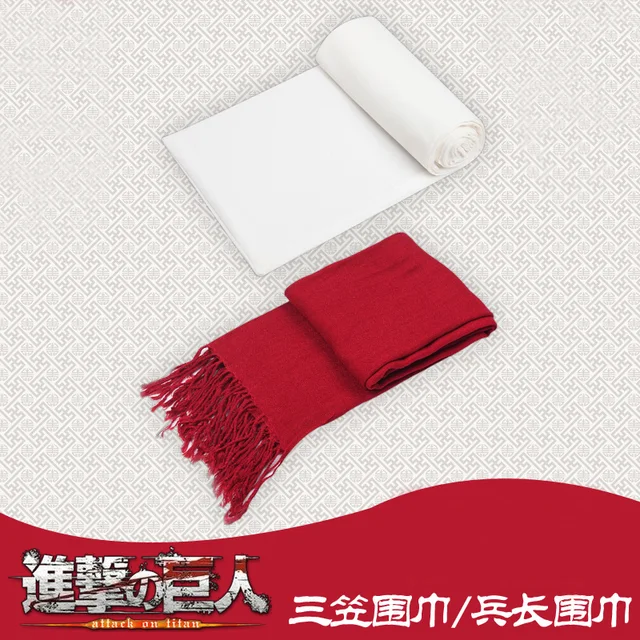 Cheap Anime Attack on Titan Mikasa Levi Ackerman Scarf Cosplay Costume Shingeki no Kyojin Red / White Daily Casual All-match Scarves 