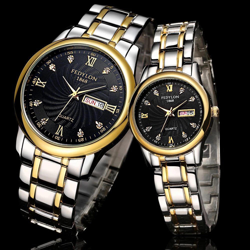 Prix pour Top Marque De Luxe Lovers Couple Montres Hommes Date Jour Montre Étanche Femmes Or Quartz En Acier Inoxydable Montre-Bracelet Montre Homme Prix pour Top Marque De Luxe Lovers Couple Montres Hommes Date Jour Montre Étanche Femmes Or Quartz En Acier Inoxydable Montre-Bracelet Montre Homme