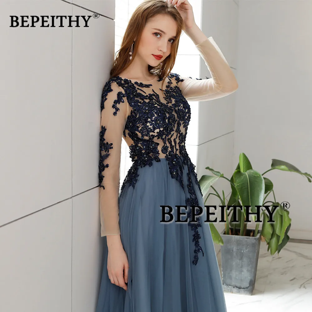 Vestido de festa с открытой спиной длинное вечернее платье Длинные рукава 2019 Винтаж кружево Пром платья для вечеринок Robe De Soiree Лидер продаж