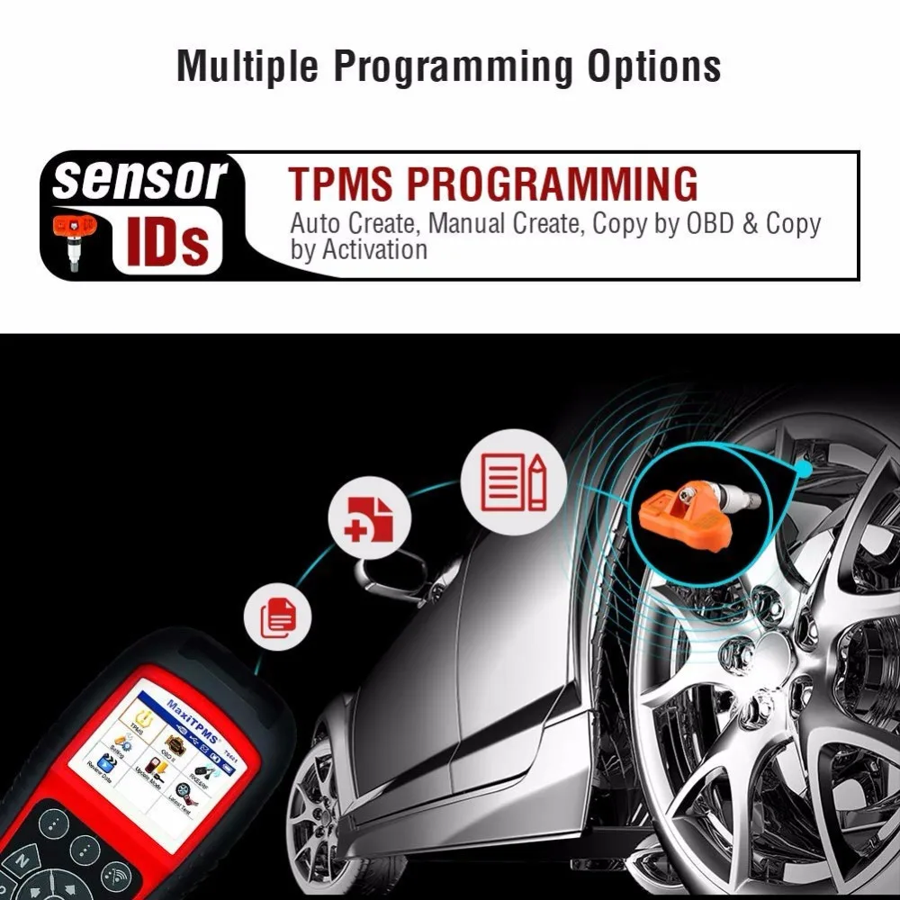 AUTEL MaxiTPMS TS601 TPMS Programmer Car Diagnostic Scan Tool Activator Tire Monitor OBD2 Scanner Tool with 315 433 Sensors