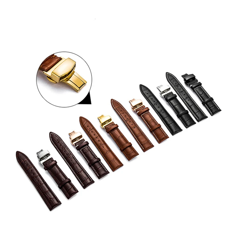 

CVZXHK Genuine Leather Watch band For Apple Watch Series 4 3 band 38mm 40mm 42mm 44mm Accessories Butterfly Buckle Band Strap