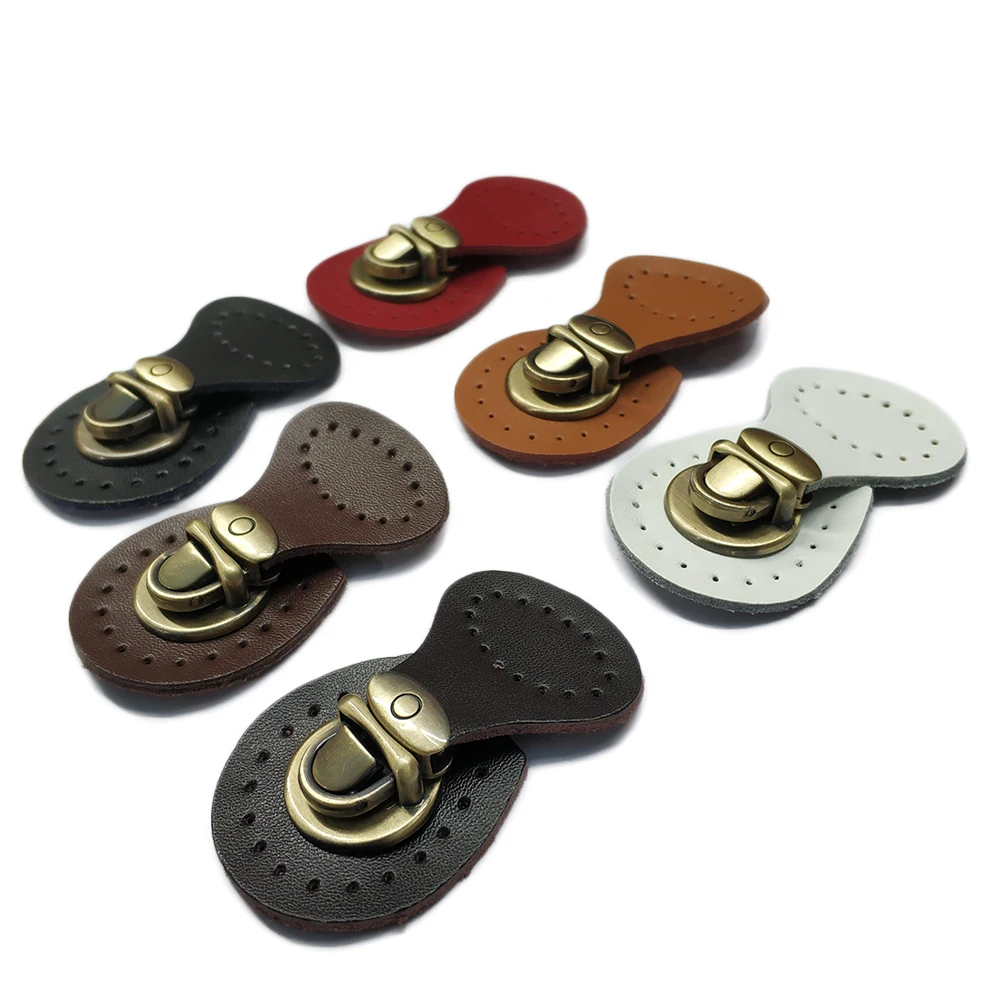 

Bag Buttons Genuine Leather Hasp Bags Buckle Handmade Wallet Card Pack Buckles with Holes for DIY Handbag Accessories & Parts