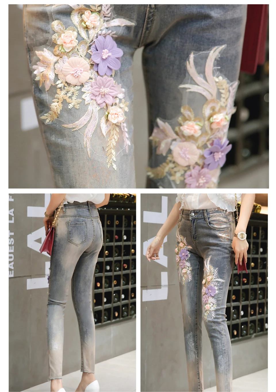 Женские Джинсы бойфренда размера плюс, рваные джинсы для женщин, модные джинсовые штаны, узкие джинсы с принтом, C480