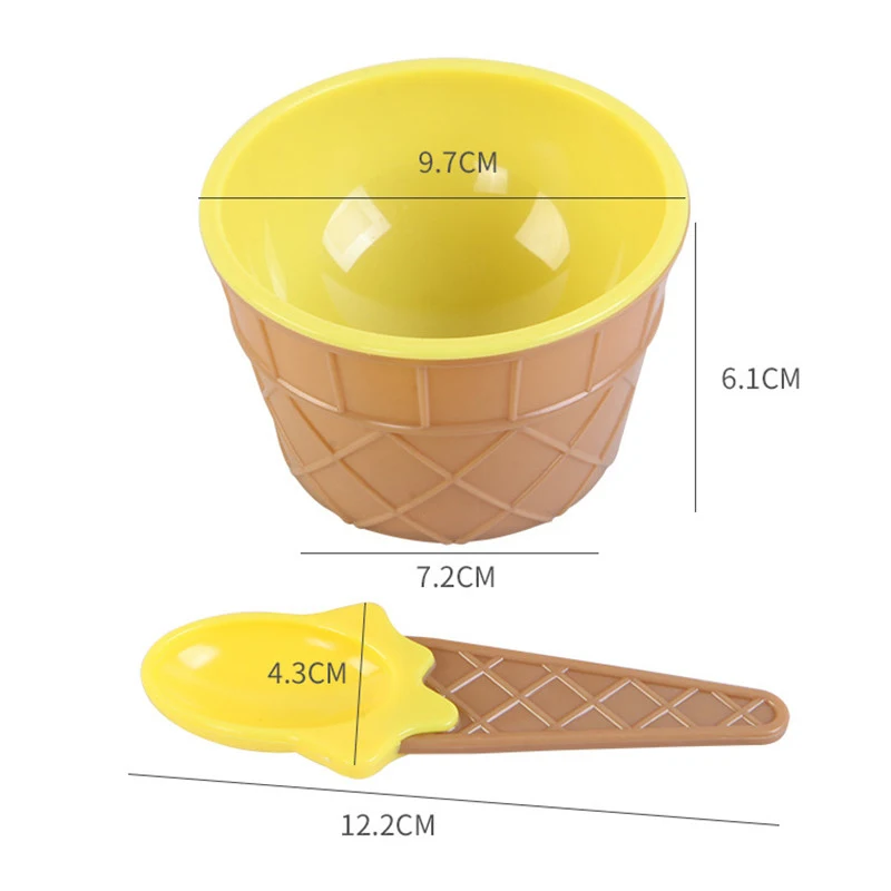1 шт., детская пластиковая миска для мороженого, набор ложек, многоразовая чашка для мороженого, для детей, подарки, милая миска для десерта с ложкой